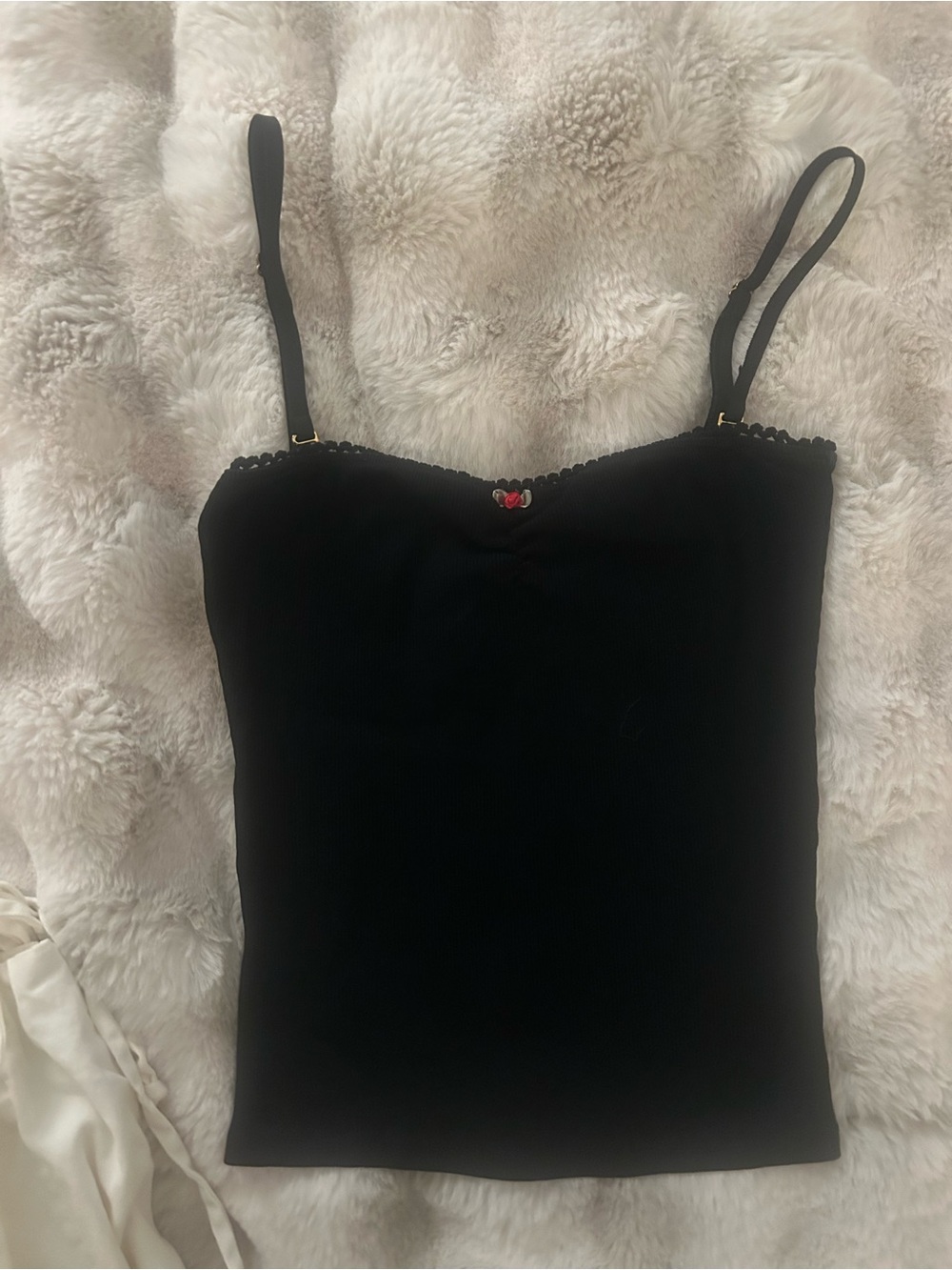Rouje ✨rare✨Alexa Black Convertible Cami - Strapless Top with Rosette